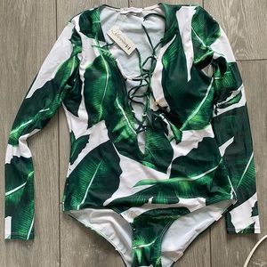 One piece long sleeve swimsuit